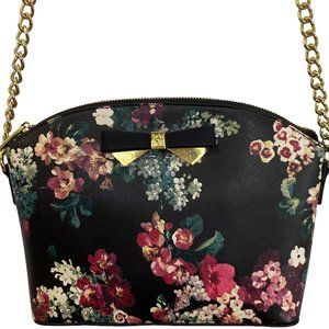 NWOT Anne Klein Black Multi Color Floral Crossbody Bag